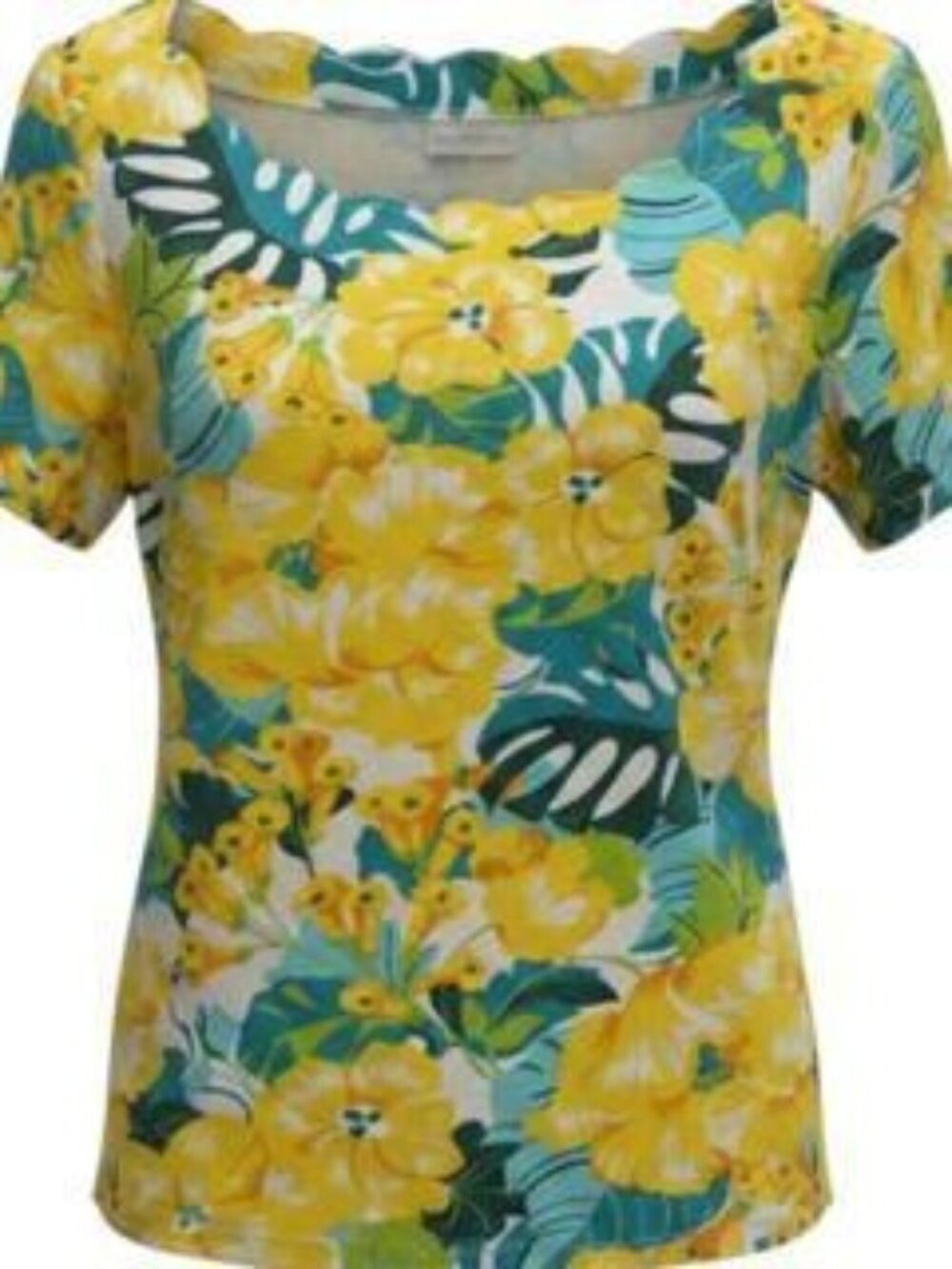 Kim Rogers Yellow Green Women's Floral Top Women’s L Yellow